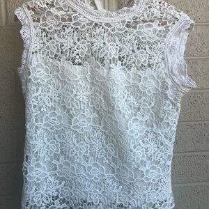 White Lace Sleeveless Top